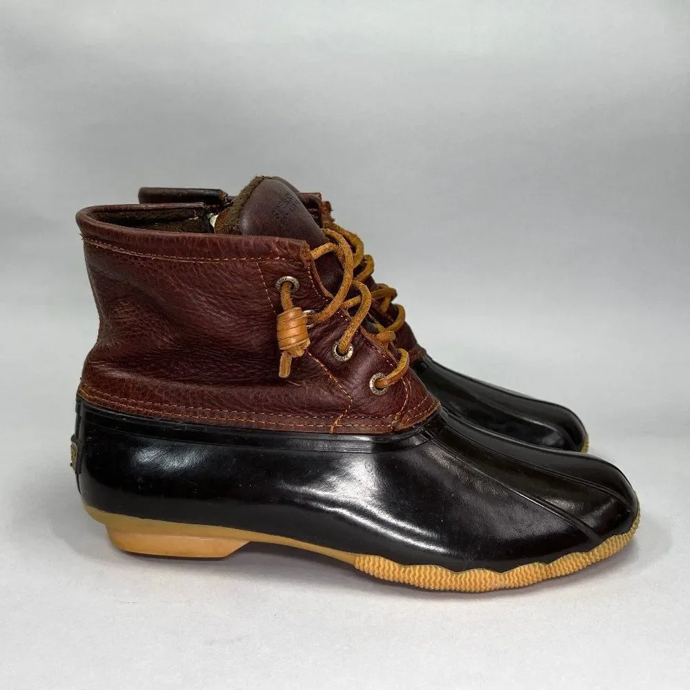 Sperry Women's Size 7.5 Saltwater Brown Leather Duck Boots‎